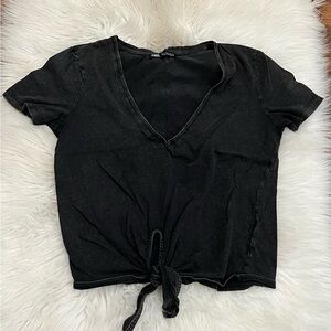Zara Black Tie-Front T-Shirt